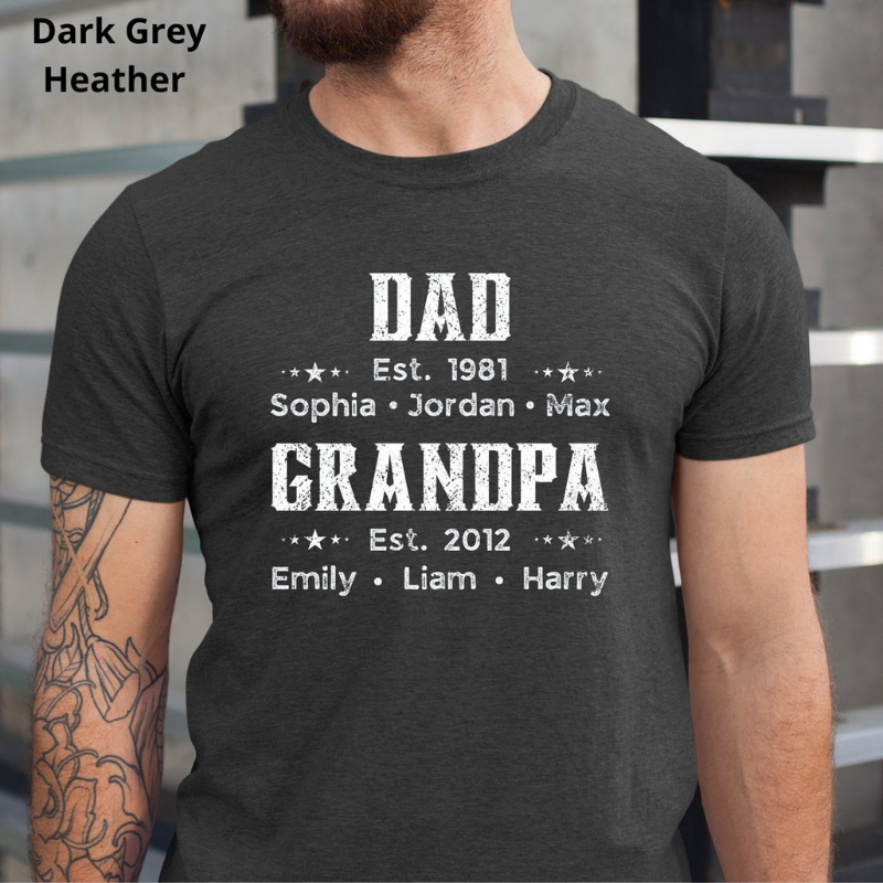 Personalized Dad Est Grandpa Est With Kids Name Shirt, Fathers Day Gift, Custom  Grandpa Shirt, Daddy Shirt, Gift For Grandpa, Gift For Dad - Kiwi Picks Tees
