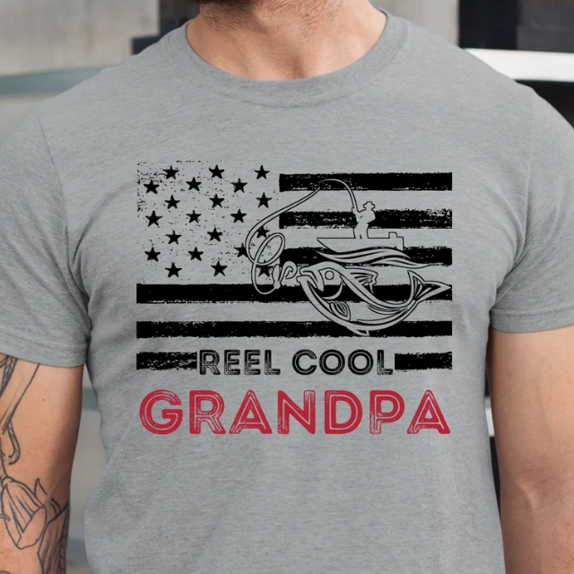 Reel Cool Grandpa Shirt, Fishing Grandpa Shirt, Gift For Grandpa, Fathers  Day Gift, Papa Shirt, Fathers Day Shirt, American Flag Fishing Tee
