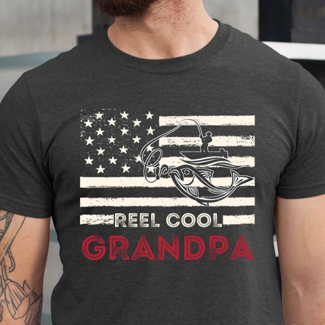 Reel Cool Grandpa Shirt, Fishing Grandpa Shirt, Gift For Grandpa, Fathers  Day Gift, Papa Shirt, Fathers Day Shirt, American Flag Fishing Tee - Kiwi  Picks Tees