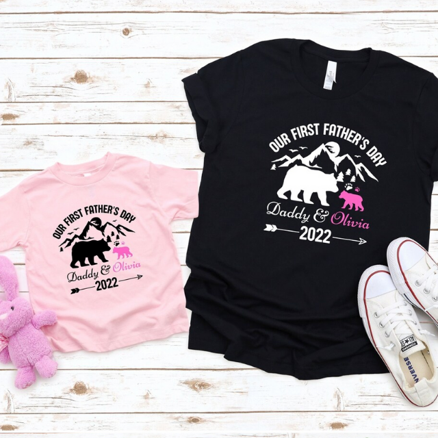 Our First Fathers Day Custom Shirt, Father and Baby Matching Shirt, Bear  Matching, Fathers Day Gift, New Dad, Fathers Day Shirt, First Time