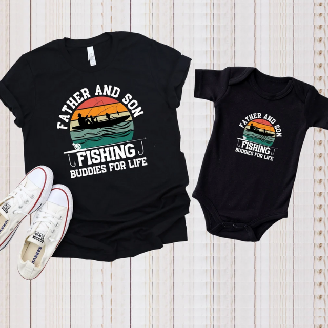 Father and Son Matching Shirts Fishing Partners for Life Son T-Shirt