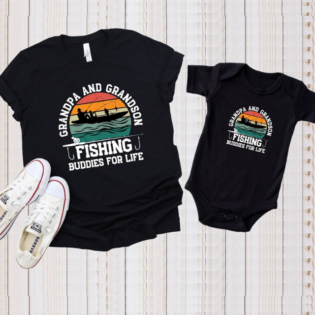 Team Work - Fishing Tshirts, Matching Outfit for Grandpa / Daddy and Me unisex M / Navy