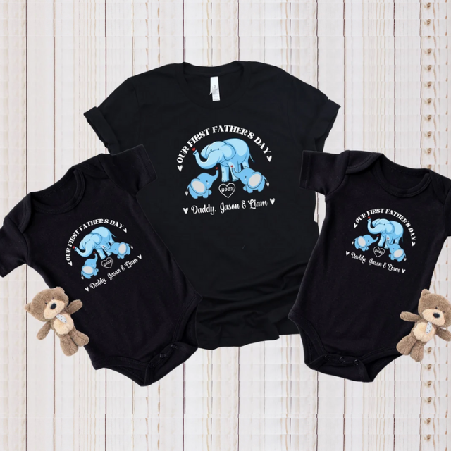 Personalized Our First Fathers Day Shirt, Twin Dad Elephant Matching Shirt, New  Dad Father's Day Gift, First Fathers Day Twin Matching Tee - Kiwi Picks Tees
