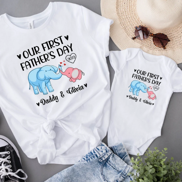 Personalized Our First Fathers Day Shirt, Twin Dad Elephant Matching Shirt, New  Dad Father's Day Gift, First Fathers Day Twin Matching Tee - Kiwi Picks Tees
