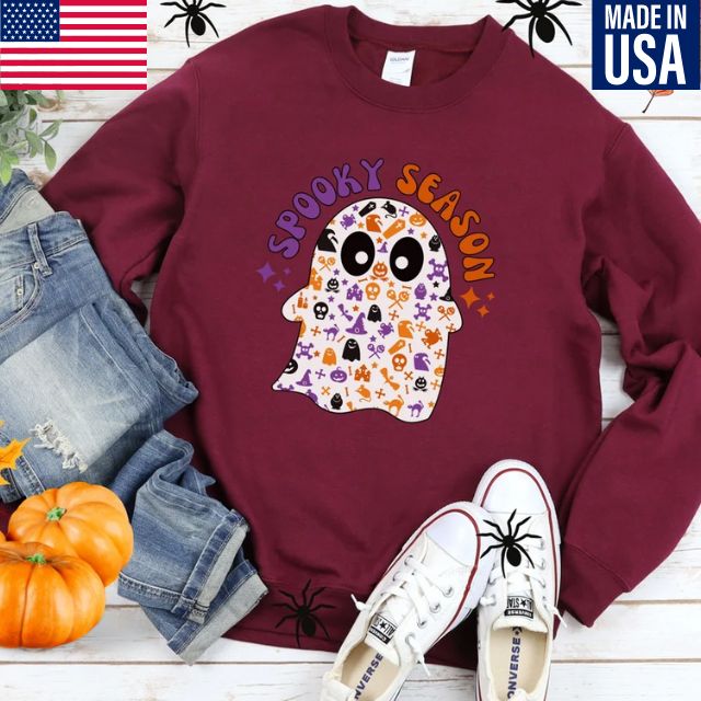 Spooky season Halloween Sweatshirt, Halloween Ghost Sweatshirt, Spooky season Hoodie