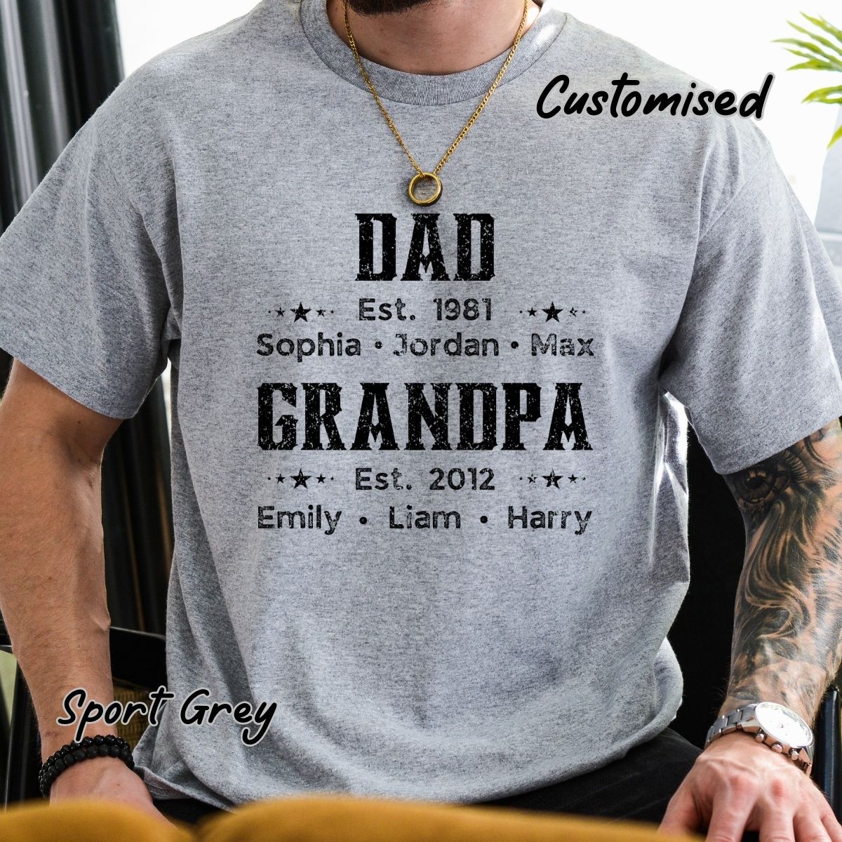 Personalized Dad Est Grandpa Est With Kids Name Shirt, Fathers Day Gift,  Custom Grandpa Shirt, Daddy Shirt, Gift For Grandpa, Gift For Dad